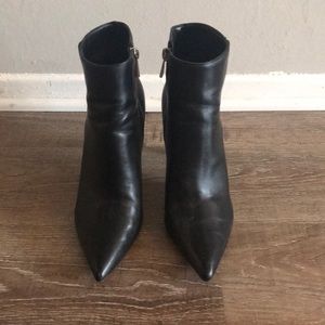 Pointed toe faux leather ankle boots